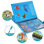 Magic Water Coloring Book Reusable Aqua Painting Books with Water Pen for Toddlers & Kids
