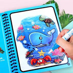 Magic Water Coloring Book Reusable Aqua Painting Books with Water Pen for Toddlers & Kids