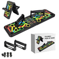 Foldable push up board folded flat showing compact laptop size for under-bed storage