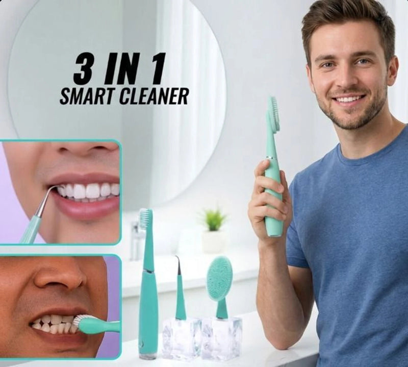 3 in 1 Dental And Face Cleaner & Scrubber Electric Toothbrush (Green)