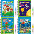 Magic Water Coloring Book Reusable Aqua Painting Books with Water Pen for Toddlers & Kids