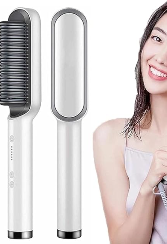 Tourmaline Ceramic Hair Curler Brush | Hair Straightening Iron Perfect for Saloon at Home Hair Styler