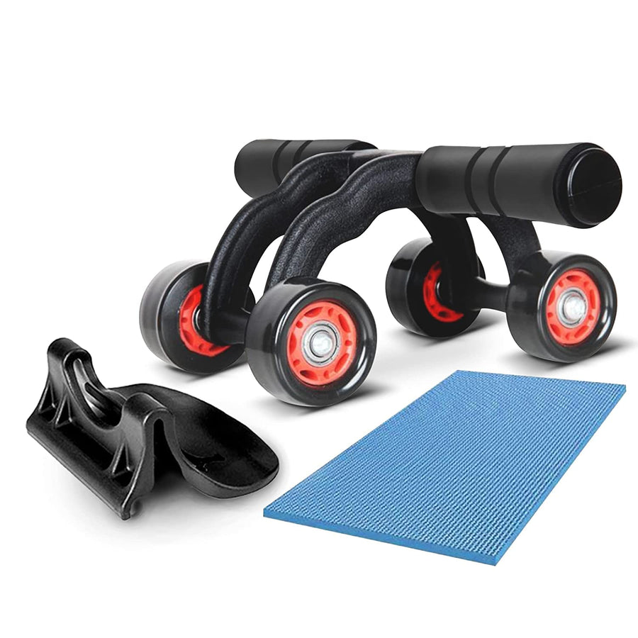 4-Wheel Ab Roller with Knee Mat — Core Strength Trainer