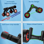 4-Wheel Ab Roller with Knee Mat — Core Strength Trainer