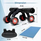 4-Wheel Ab Roller with Knee Mat — Core Strength Trainer